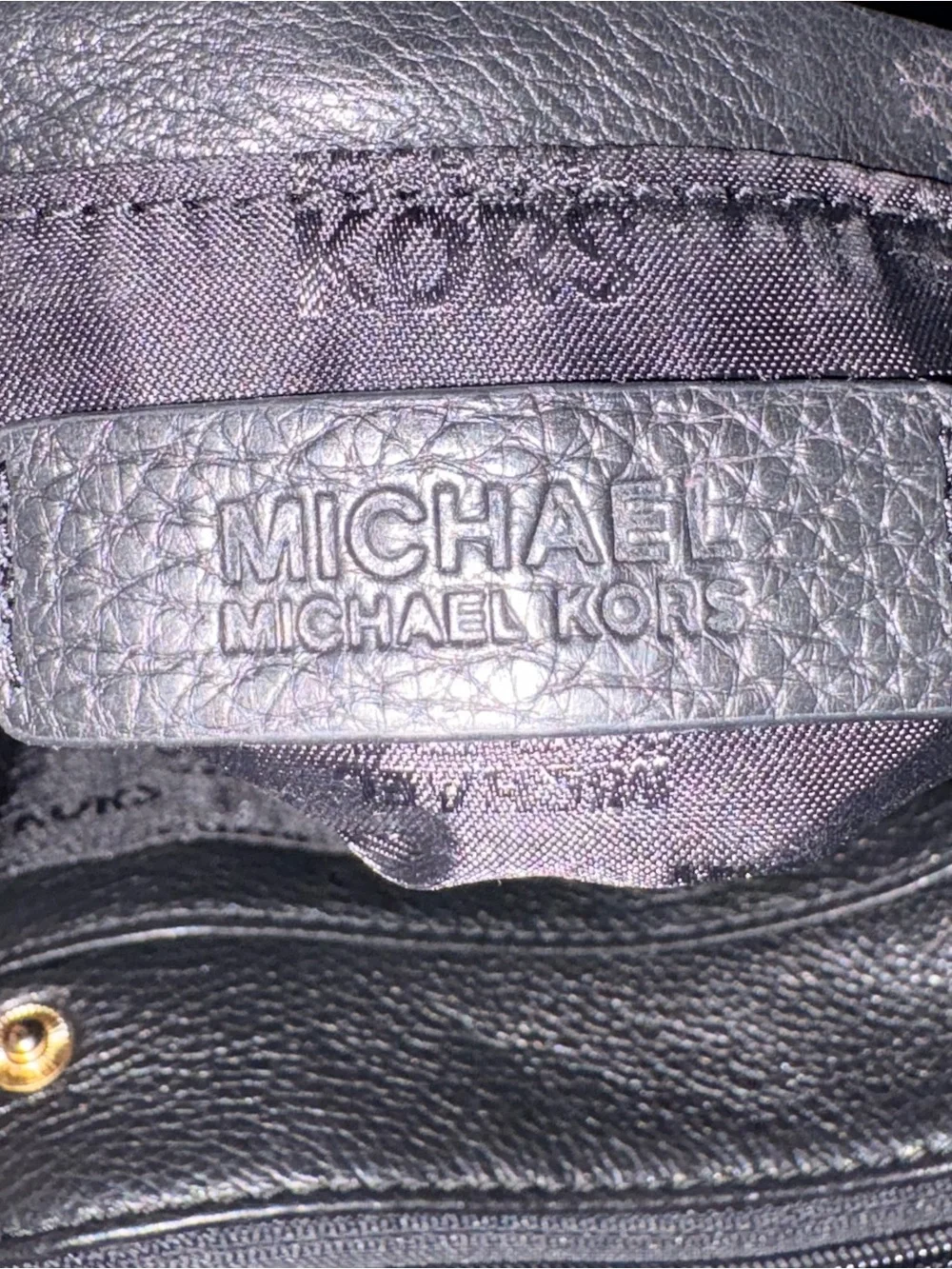 Michael Kors Black Leather Crossbody with Gold Logo Accent